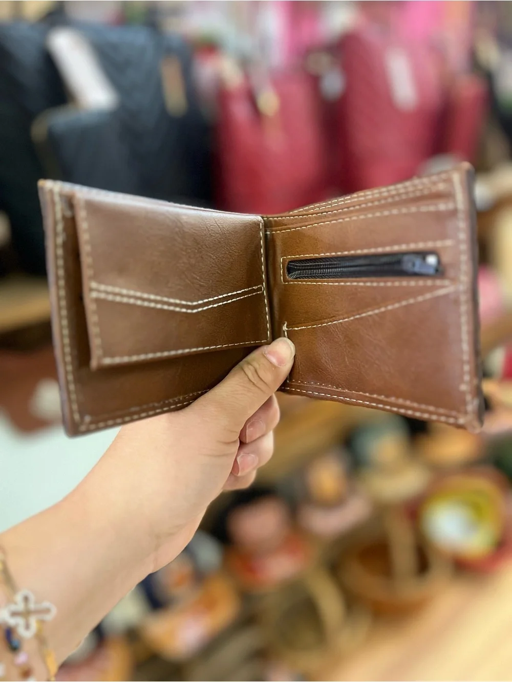 Hand Crafted Tooled Leather Horse Card Holder - Brown & Tan